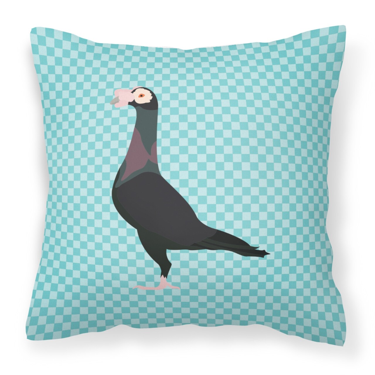 &#x22;Caroline&#x27;s Treasures BB8119PW1818 English Carrier Pigeon Blue Check Outdoor Canvas Fabric Decorative Pillow, Multicolor&#x22;